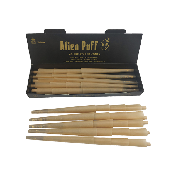 Alien Puff Black & Gold 1¼ Size Pre‑Rolled Cones - 40 Pack