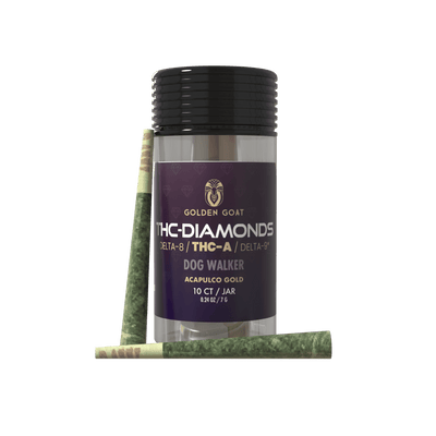 Golden Goat THC-A Diamond Pre-Rolls - 10ct, Dog Walker, Acapulco Gold (Indica)