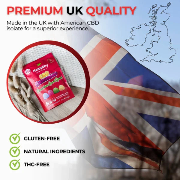 Hempthy 1000mg CBD American Hard Gums Gummies - 50 Pieces